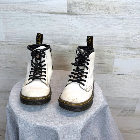 Dr. Martens Toddler 1460 Zavala T White Leather Boots US 10 Side Zip - Picture 3 of 9